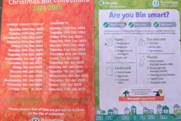 Christmas Bin Collections 2024/2025